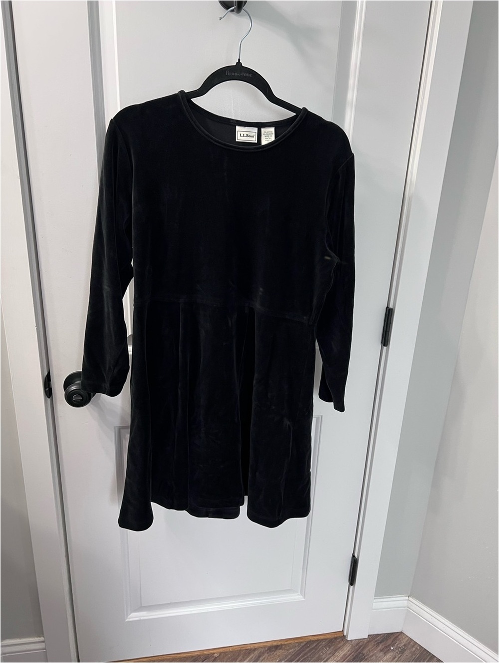 L.L.Bean Black Velour Empire Waist Tunic Dress Women’s Medium